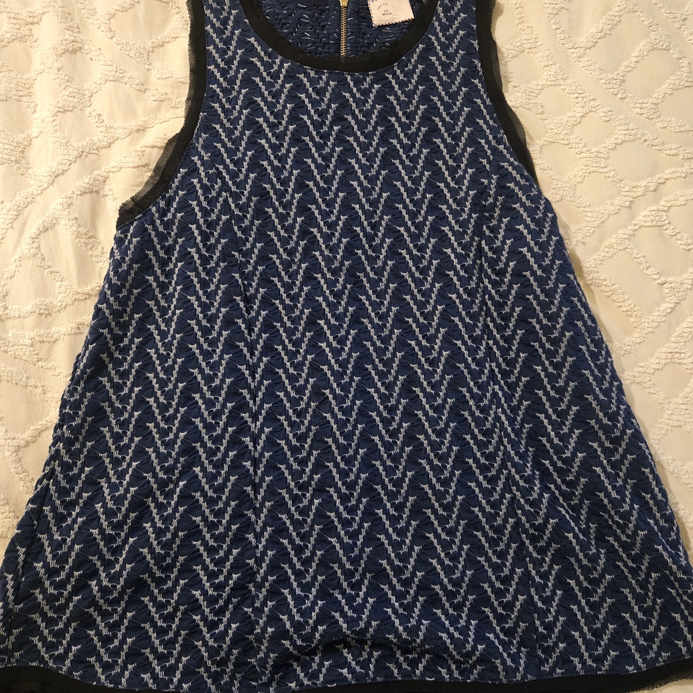 Anthropologie Passport Top Women Medium Sleeveless Blue Knit Chevron Pattern - Picture 2 of 4